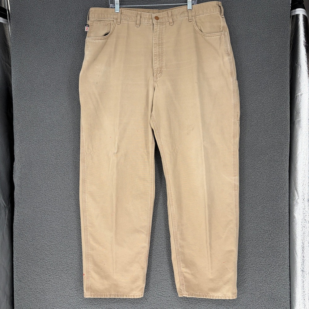 Carhartt FR Mens 44x34 Khaki Flame Resistant Canvas Work Pants FRB159-GKH CAT 2